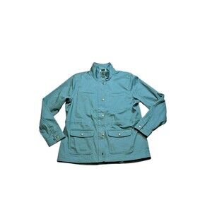LL Bean Field Jacket Womens Size Large Utility Barn Chore Coat Teal/Green-Preppy